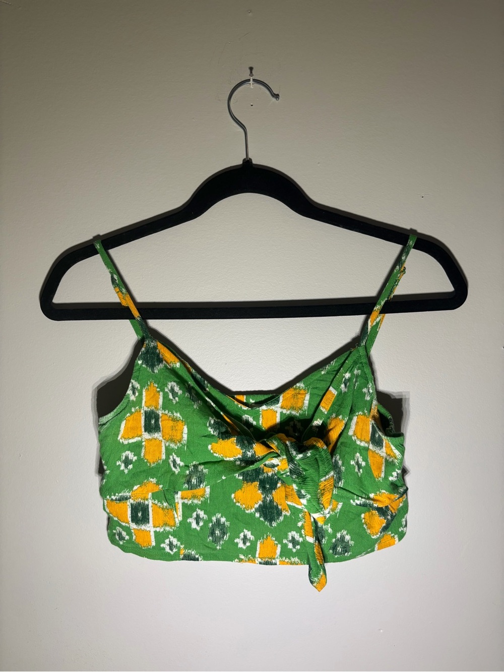 aerie Green Floral Tie-Front Camisole with Yellow Accents